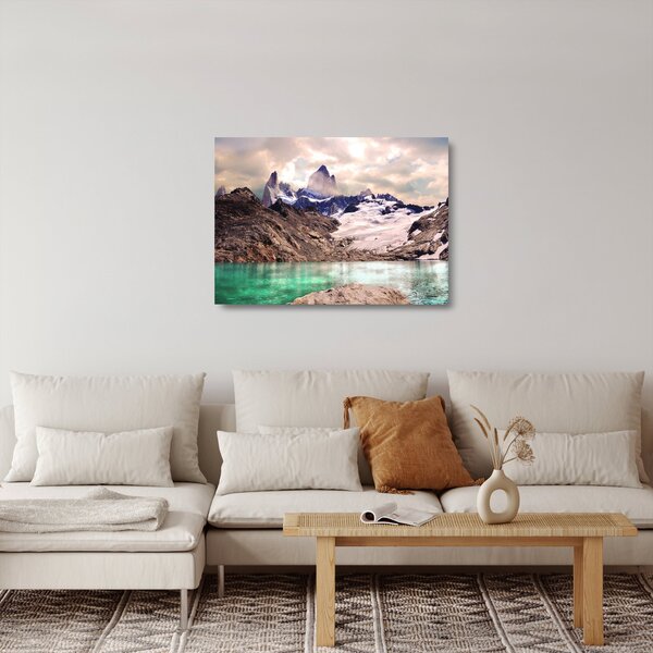 Hegyi tó képe (üvegen) (70x50 cm)