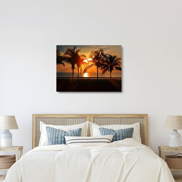 Pálmafa a naplementében képe (üvegen) (70x50 cm)
