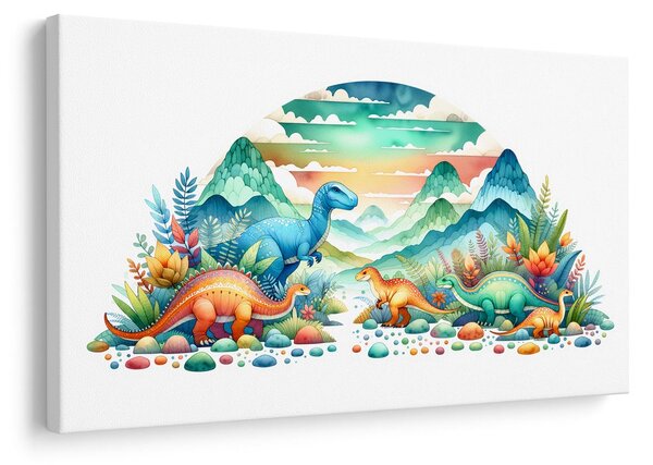 Kép színes dinoszauruszok a hegyekben