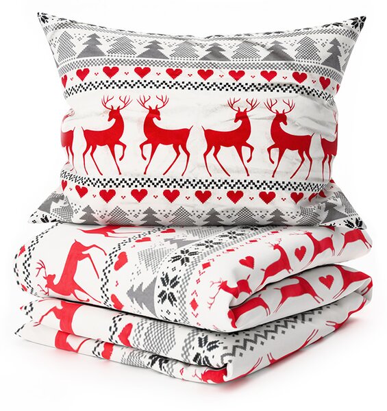 Flanel ágynemű DEER DREAMS fehér Ágyneműhuzat mérete: 2 db 70 x 90 cm | 200 x 220 cm