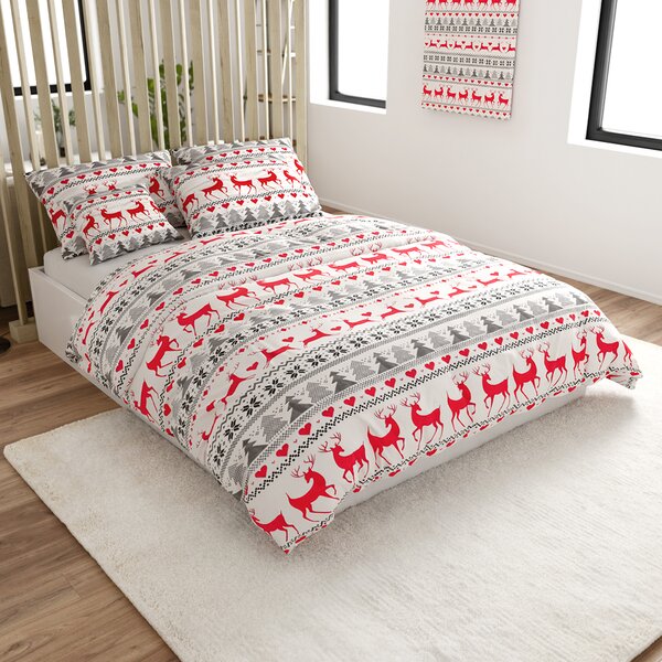 Flanel ágynemű DEER DREAMS fehér Ágyneműhuzat mérete: 2 db 70 x 90 cm | 200 x 220 cm
