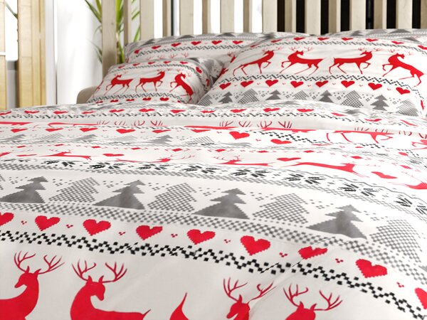 Flanel ágynemű DEER DREAMS fehér Ágyneműhuzat mérete: 2 db 70 x 90 cm | 200 x 220 cm