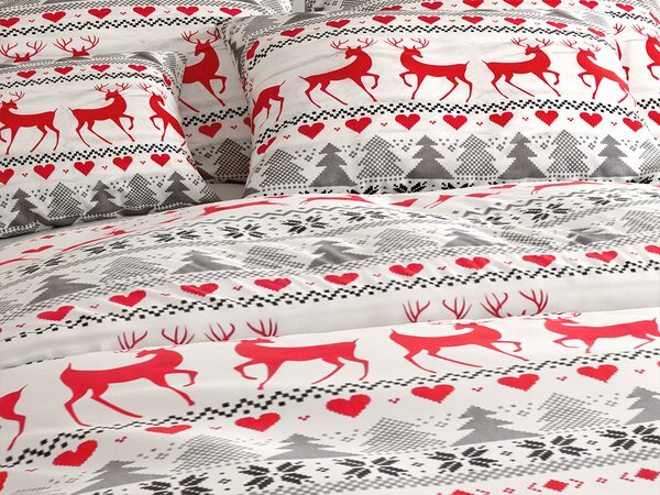 Flanel ágynemű DEER DREAMS fehér Ágyneműhuzat mérete: 2 db 70 x 90 cm | 200 x 220 cm