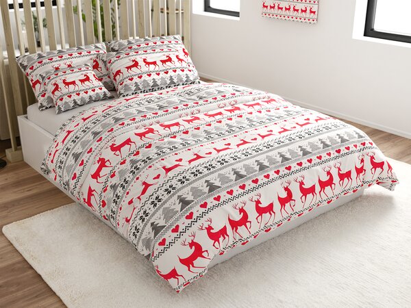 Flanel ágynemű DEER DREAMS fehér Ágyneműhuzat mérete: 2 db 70 x 90 cm | 200 x 220 cm