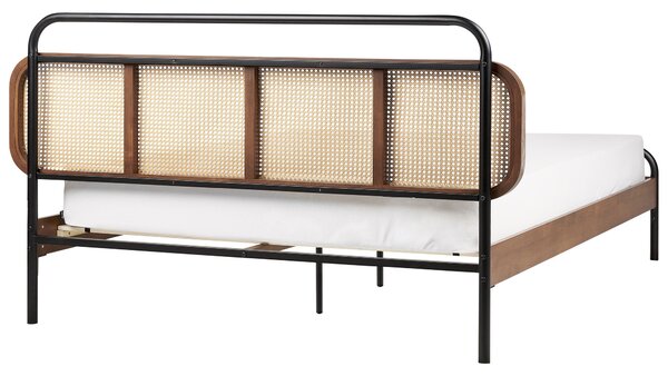 Ágy Rattan BOUSSICOURT 180 x 200 cm Sötétbarna
