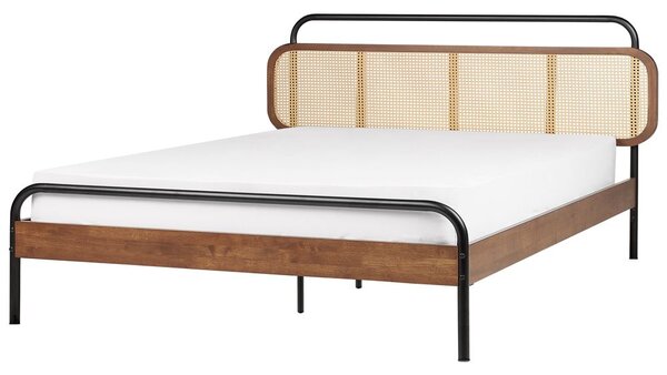 Ágy Rattan BOUSSICOURT 180 x 200 cm Sötétbarna