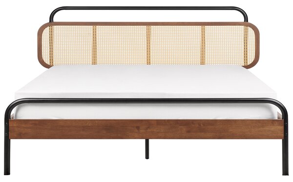 Ágy Rattan BOUSSICOURT 180 x 200 cm Sötétbarna