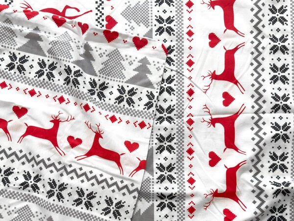 Flanel ágynemű DEER DREAMS fehér Ágyneműhuzat mérete: 2 db 70 x 90 cm | 200 x 220 cm