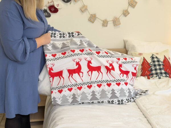 Flanel ágynemű DEER DREAMS fehér Ágyneműhuzat mérete: 2 db 70 x 90 cm | 200 x 220 cm