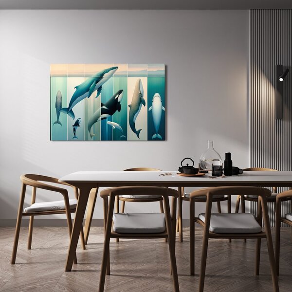 Kép bálnák és kardszárnyú delfinek a mélyben