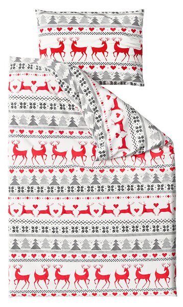 Flanel ágynemű DEER DREAMS fehér Ágyneműhuzat mérete: 2 db 70 x 90 cm | 200 x 220 cm