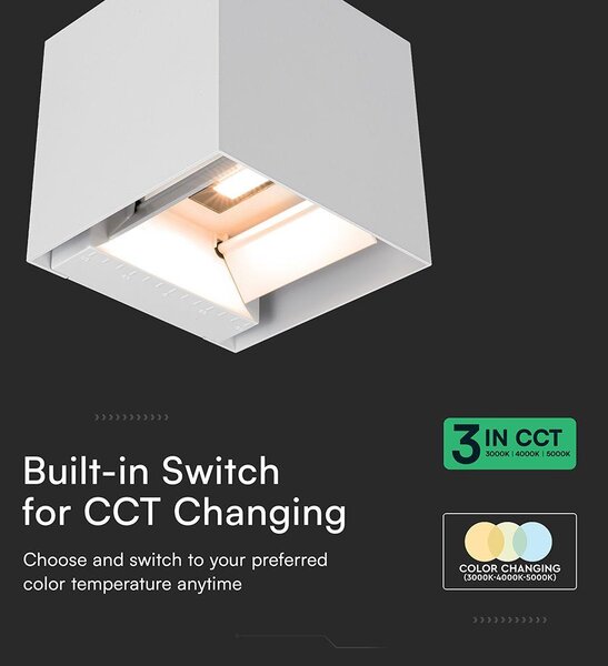 V-TAC 9W COB LED szolár fali fehér lámpa, szenzorral, CCT - SKU 24063