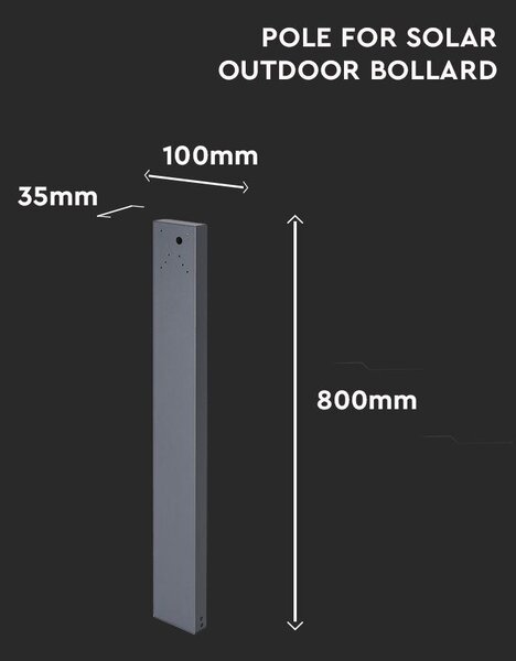 V-TAC oszlop SKU 24089 lámpához, sötét szürke, 80 cm magas, alumínium - SKU 24092