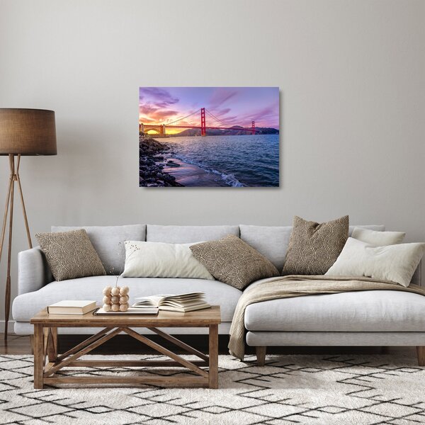 Kép a hídról napnyugtakor (üvegen) (70x50 cm)