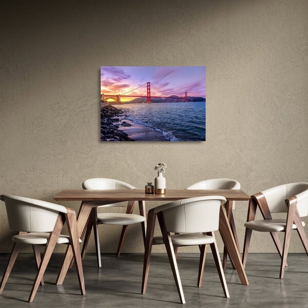 Kép a hídról napnyugtakor (üvegen) (70x50 cm)