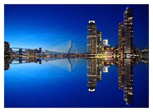 Kép - éjszaka Rotterdam (üvegen) (70x50 cm)