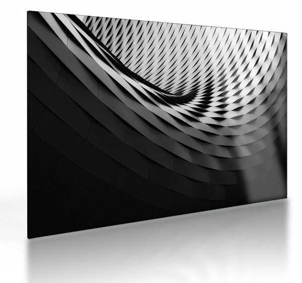Absztrakt kép - fekete-fehér spirál (üvegen) (70x50 cm)