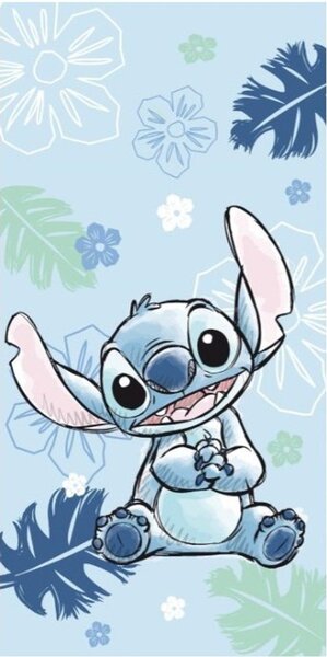 Jerry Fabrics Mintás gyerek törülköző - Lilo and Stitch Ohana blue | 70 x 140 cm