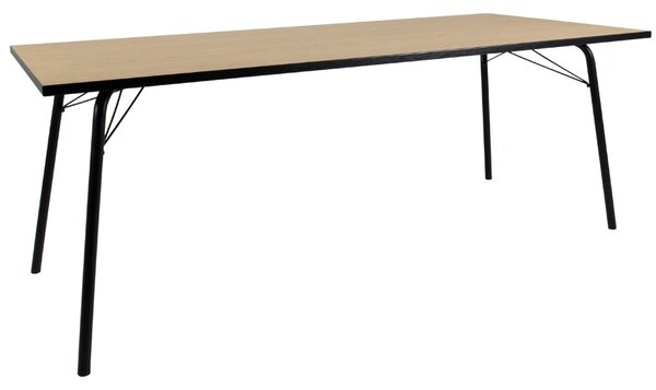 Tölgyfa étkezőasztal Tenzo Flow 200 x 90 cm fém talppal