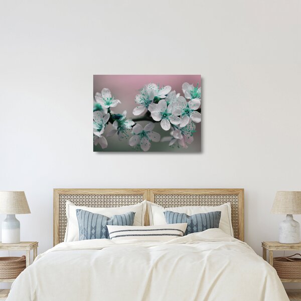 Virágos kép - türkiz (üvegen) (70x50 cm)