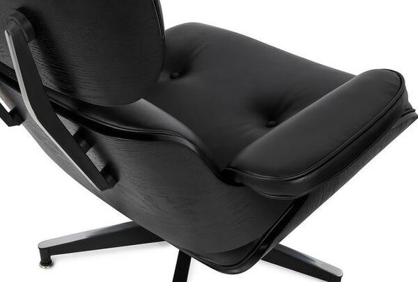King Home Lounge HM Forgó Fotel Fekete Kőrisfa Bőr