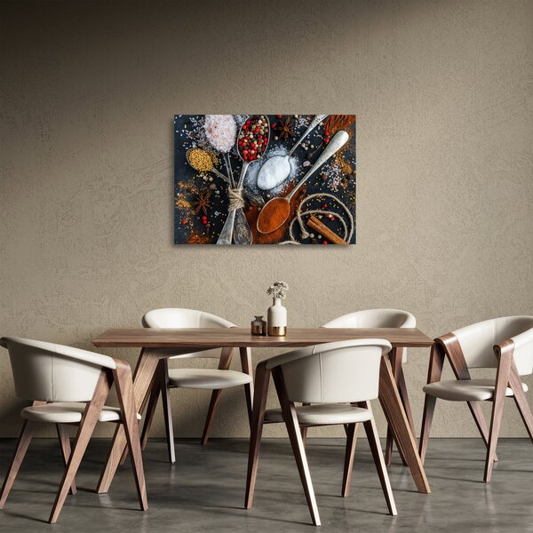 Egy kanál képe fűszerekkel (üvegen) (70x50 cm)