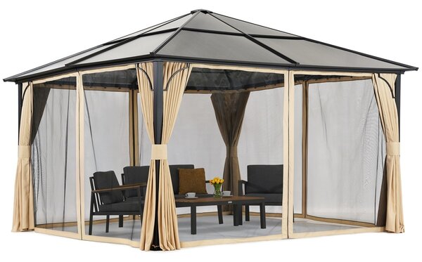 Modern kerti pavilon Santiago Premium 4x4m Garden Point bézs színben