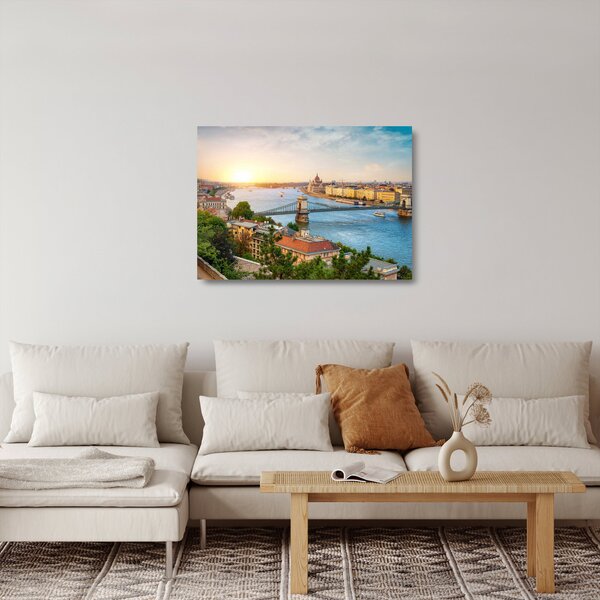 Budapest képe folyóval (üvegen) (70x50 cm)