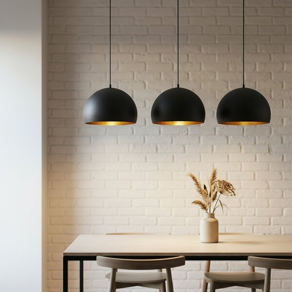 Függőlámpa Lindby, Tarjei, dimmable, Fekete, Nappali, Fém, Modern
