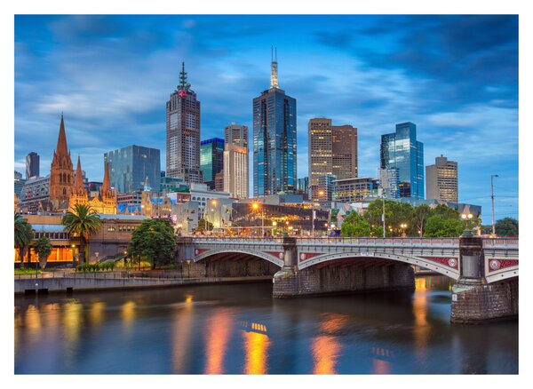 Melbourne város képe (üvegen) (70x50 cm)