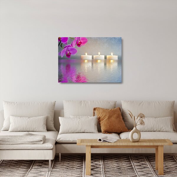 Gyertyák a vízen képe (üvegen) (70x50 cm)