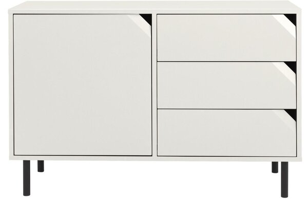Matt fehér lakkozott komód Tenzo Sarok 118 x 43 cm, alacsony