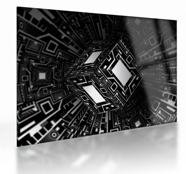 Absztrakt kockák képe (üvegen) (70x50 cm)