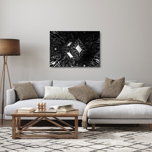 Absztrakt kockák képe (üvegen) (70x50 cm)