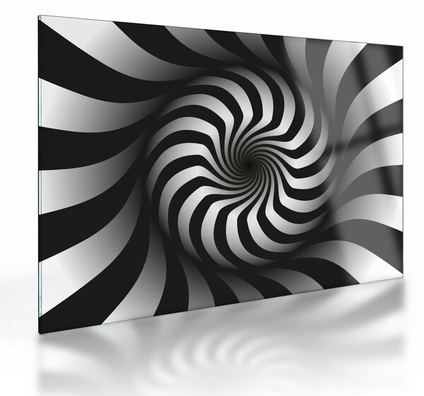 Absztrakt kép egy fekete-fehér spirál (üvegen) (70x50 cm)