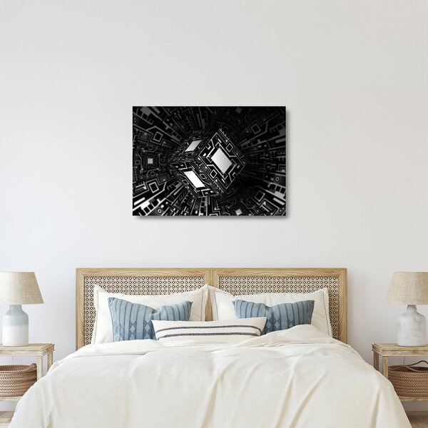 Absztrakt kockák képe (üvegen) (70x50 cm)