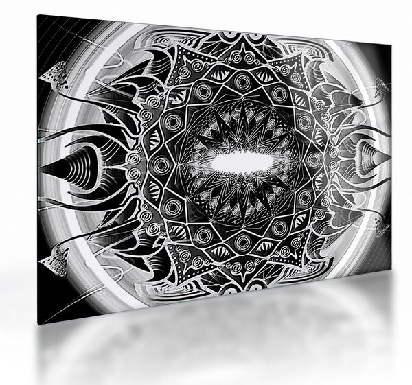 Fekete-fehér díszek képe (üvegen) (70x50 cm)