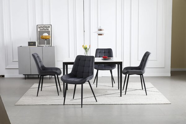 Étkezőszék BERA - sötétszürke bársony / fekete lábak