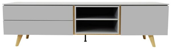 Szürke lakkozott TV asztal Tenzo Sima 210 x 45 cm fa talppal
