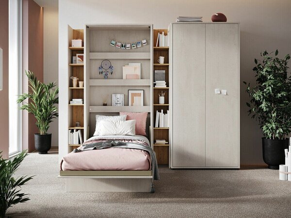 Bútorkészlet Concept Pro Lenart VIII, Közepes sűrűségű farostlemez, Laminált forgácslap, Világosszürke, Világos fa