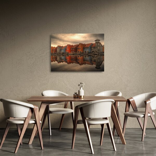 Színes házak képe (üvegen) (70x50 cm)