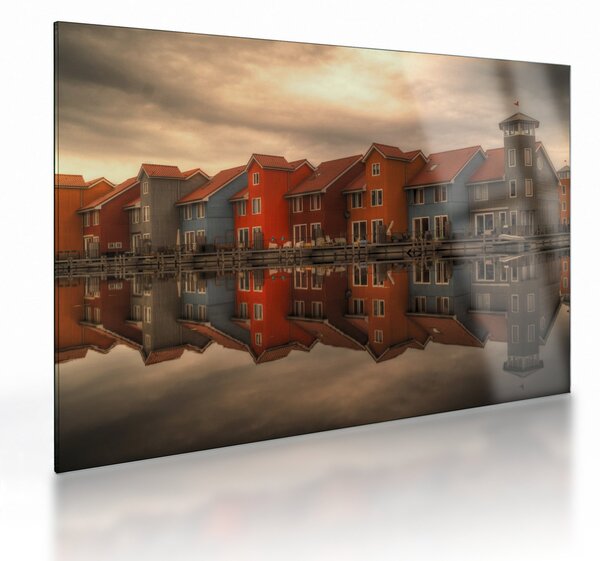 Színes házak képe (üvegen) (70x50 cm)