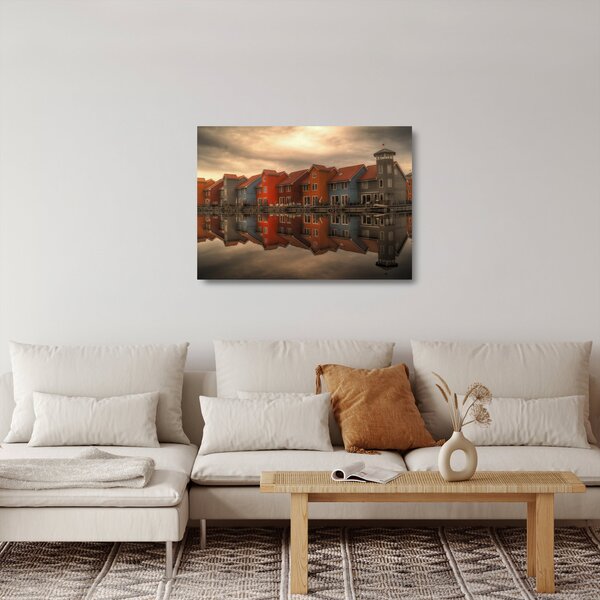 Színes házak képe (üvegen) (70x50 cm)