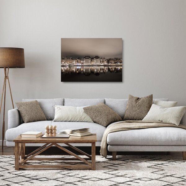 Egy város képe a félhomályban (üvegen) (70x50 cm)