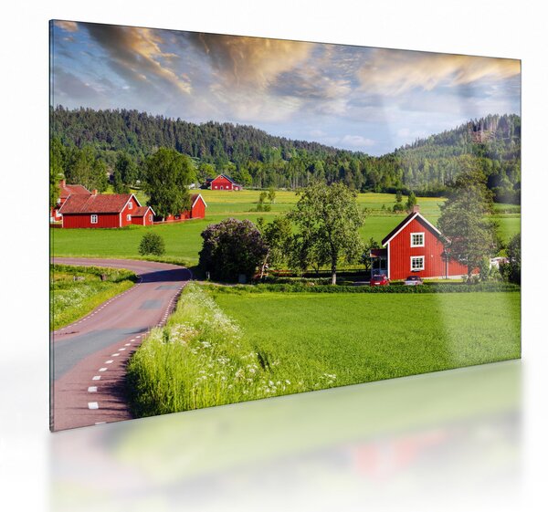Vidéki kép (üvegen) (70x50 cm)