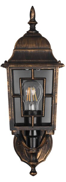Trio Lighting Kültéri fali lámpa Volturno, felső foglalat, rozsdaszínű antikolt, dimmelhető, Barna / rozsda, Alumínium, Antik