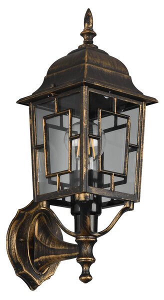 Trio Lighting Kültéri fali lámpa Volturno, felső foglalat, rozsdaszínű antikolt, dimmelhető, Barna / rozsda, Alumínium, Antik