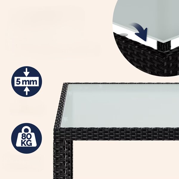 Casaria® Berlin 1+4 kerti rattan bútor szett - fekete