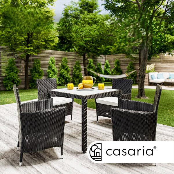 Casaria® Berlin 1+4 kerti rattan bútor szett - fekete