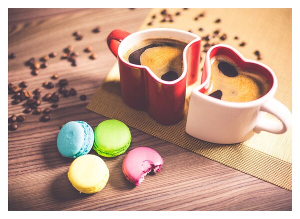 Kávé és a macaroon képe (üvegen) (70x50 cm)